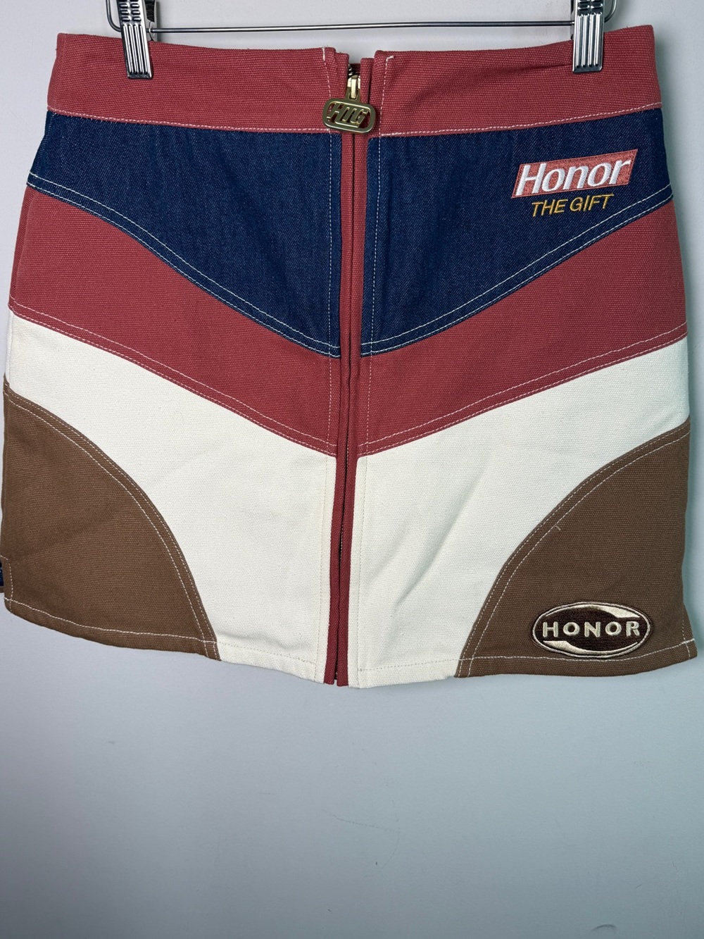 Honor The Gift Moto HTG Skirt Colorblock Denim Streetwear Mini Sz S
